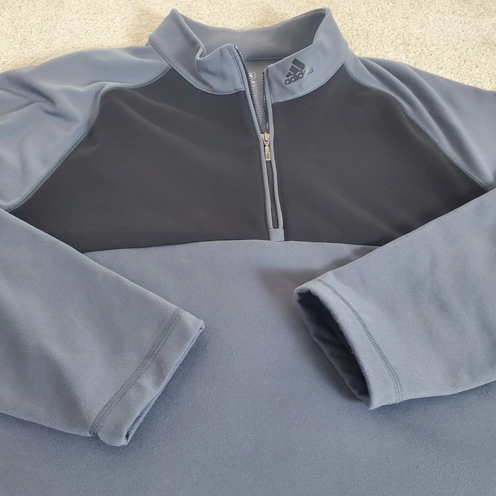 Adidas Men's 1/4 Zip Pullover Size XL Gray Black Long Sleeve‎ ClimaWarm